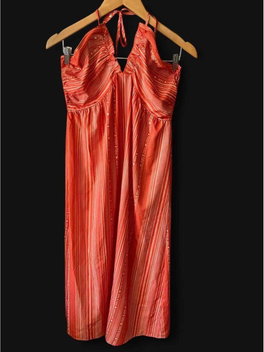 Orange maxi dress halter top with adjustable straps size L